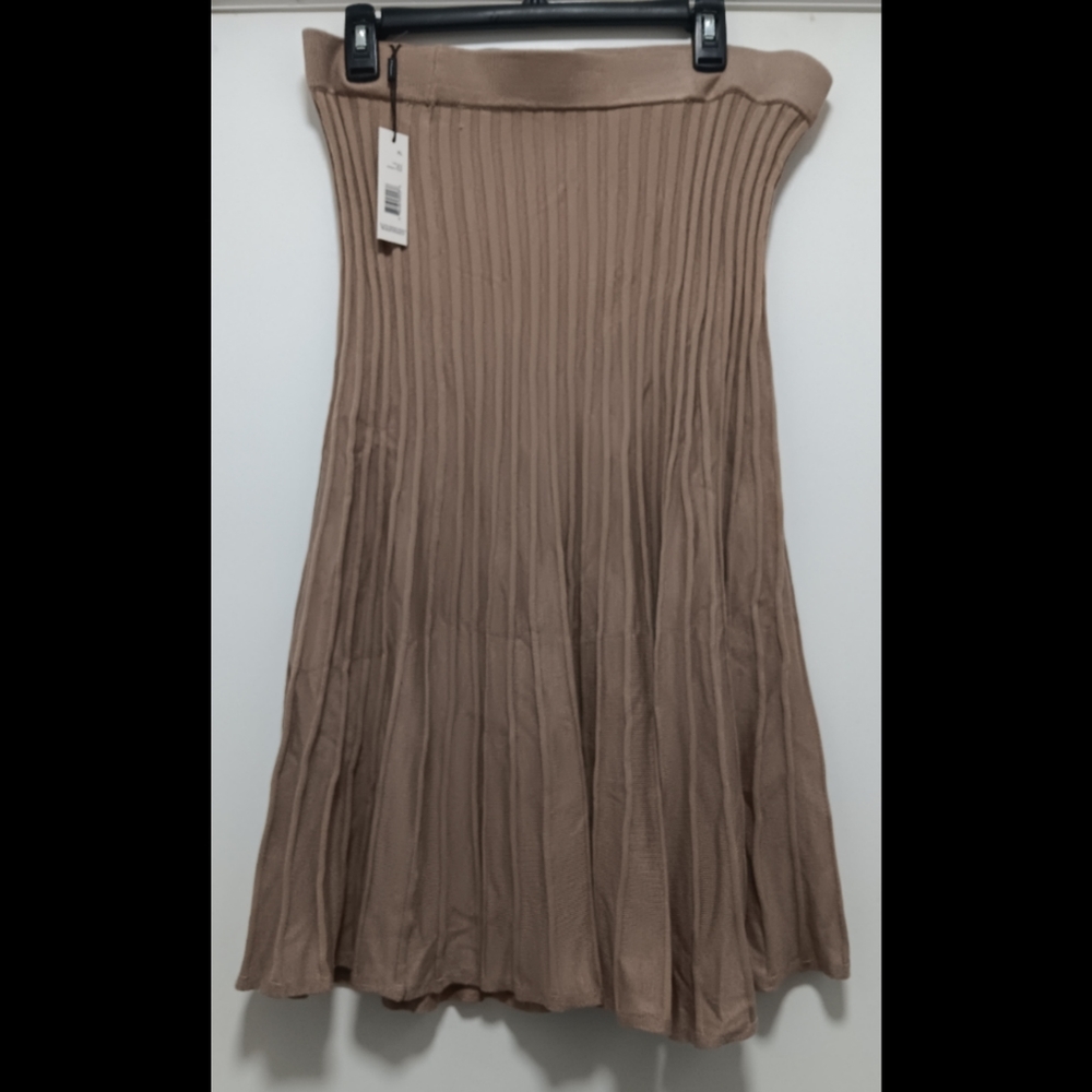 Tahari Midi Rib Knit Skirt in Desert Dune Size XL